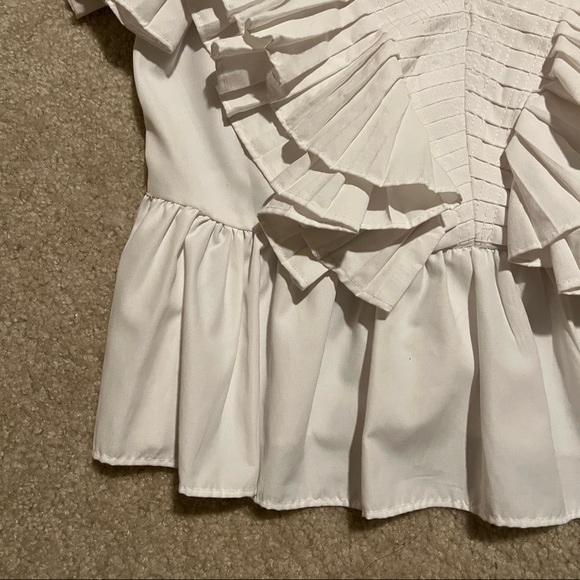 ZARA WHITE RUFFLE BLOUSE - Picture 9 of 12